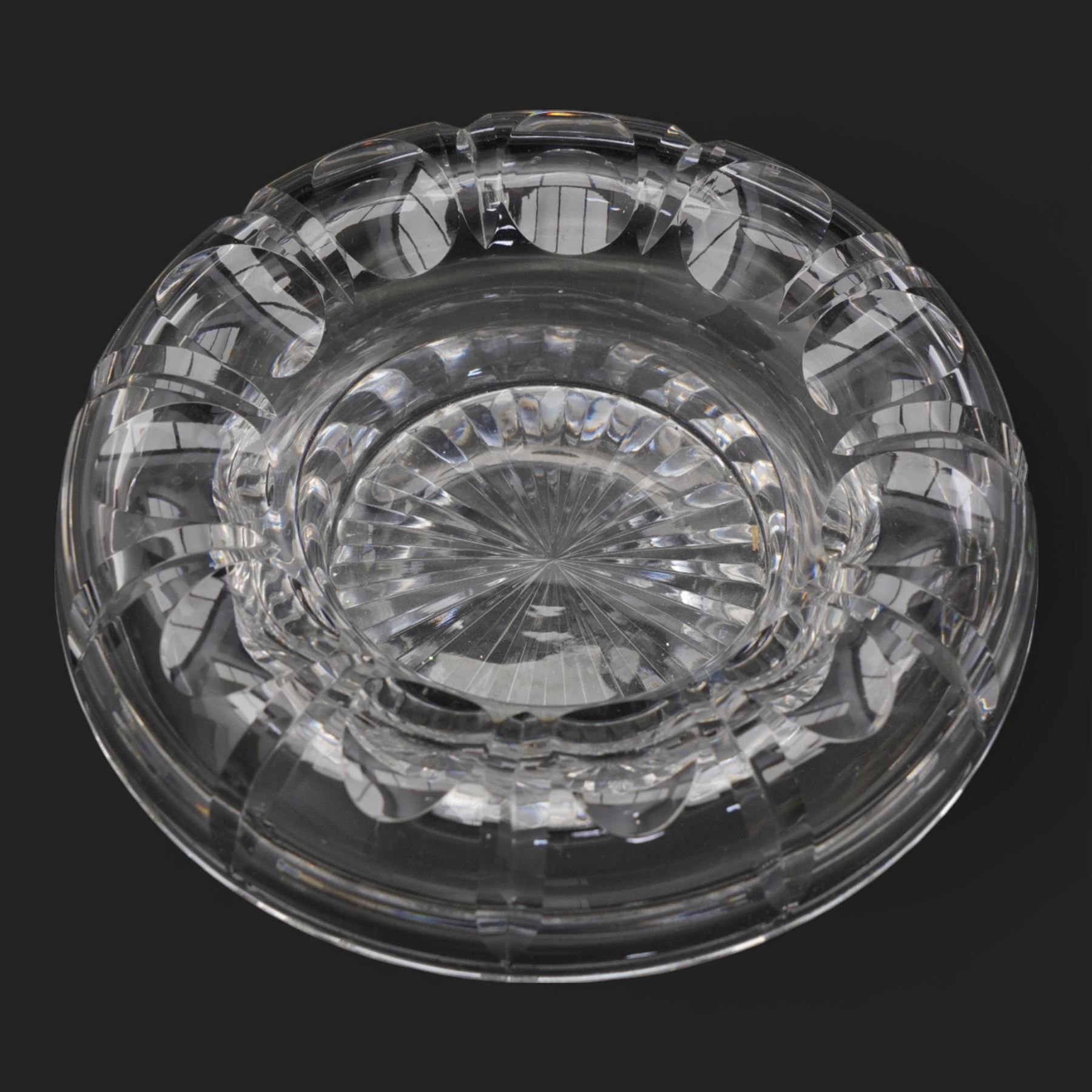 David Wallace iridescent glass vase, H14cm, French Sevres glass vase, Caithness 'Star Flower' paperweight, Crummles enamel label holder and a Stuart crystal ashtray (5)