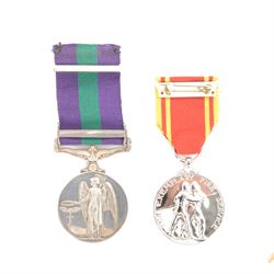 Elizabeth II General Service medal with Cyprus clasp, awarded to 23528390 SIGMN WL Neilson R.Sigs together with Fire Brigade long service medal awarded to Fireman William Neilson 