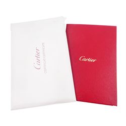 Cartier d'Amour 18ct rose gold pink sapphire pendant necklace, bezel set with a single round cut sapphire of approx 0.15 carat, boxed with certificate