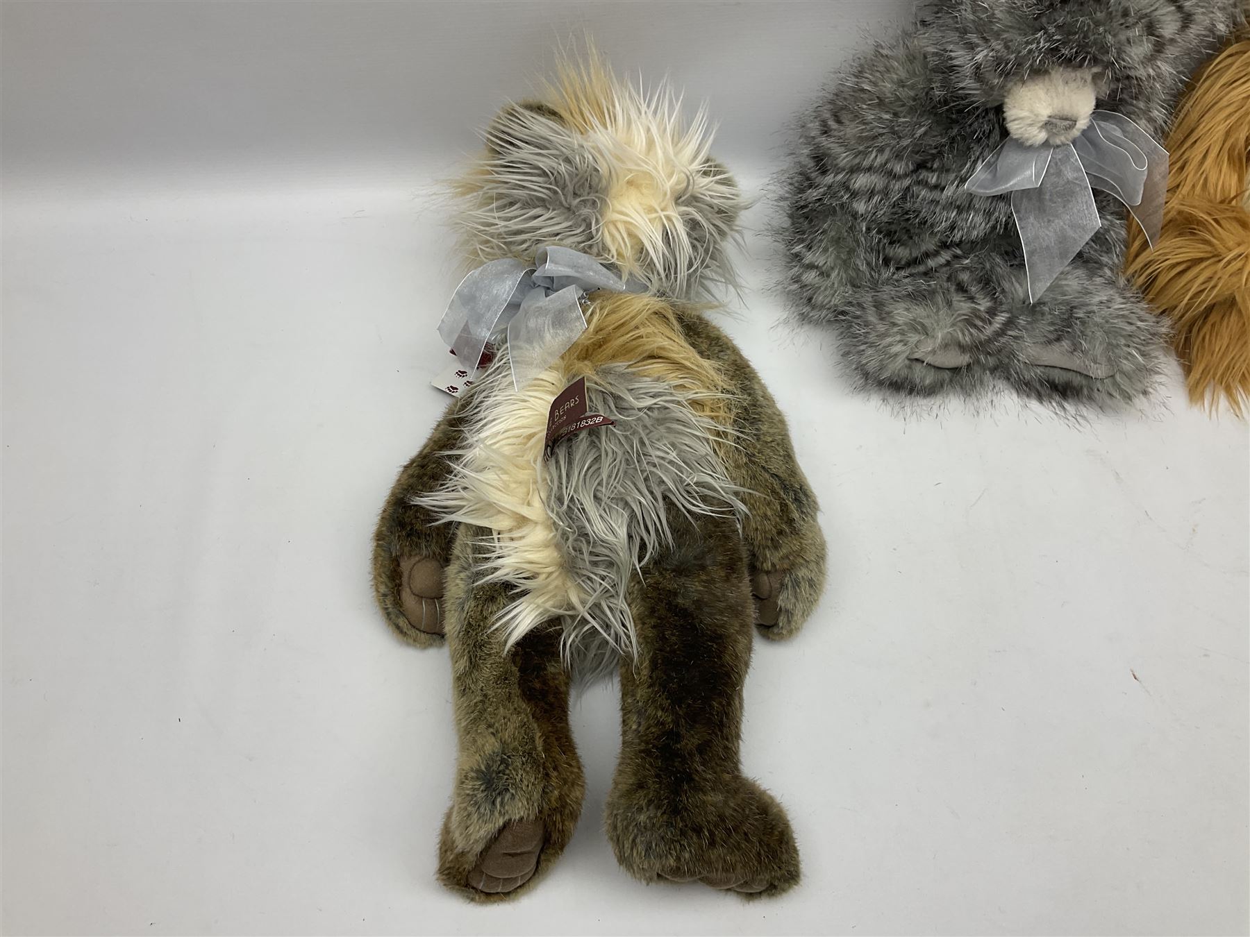 Four Charlie Bears, comprising Christine CB181832B, Marshmallow CB161616, and Savoury Pudding CB625096, each designed by Isabelle Lee, each with tags, plus one example CB151535B lacking tag 