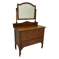 Edwardian mahogany dressing chest, two short above two long drawers, swing mirror back