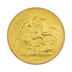 Queen Victoria 1883 full gold sovereign coin, Melbourne mint