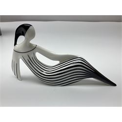 Dennis China Works vase with fluted rim together with three Cmielow figures and Beswick Silhouette vase of Girl with the Pearl earring, Beswick vase H22cm 