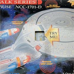 Bandai Playmates Star Trek Space Talk Series U.S.S Enterprise NCC-1701-D, collectors edition no. 052077, together with Bandai Playmates Star Trek Transwarping Starship Enterprise, both boxed