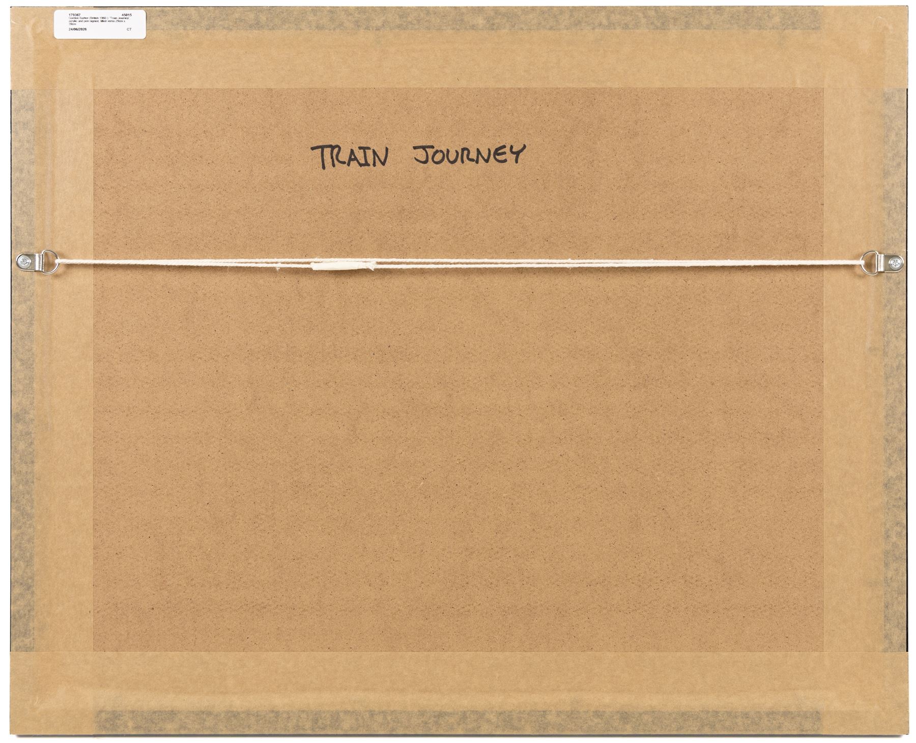 Gordon Barker (British 1960-): 'Train Journey', acrylic and pen signed, titled verso 29cm x 39cm