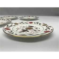 Royal Crown Derby Asian Rose pattern, tea set for four, comprising teacups, saucers and dessert plates (12)