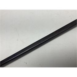 Austrian Art Nouveau zebra wood walking stick, silver covered angular handle relief decorated with stylised flowers, hallmarked Vienna c1900, makers mark LM, H84cm