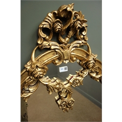  Large French style mirror in ornate gilt frame decorated with flowers, W89cm, H158cm  