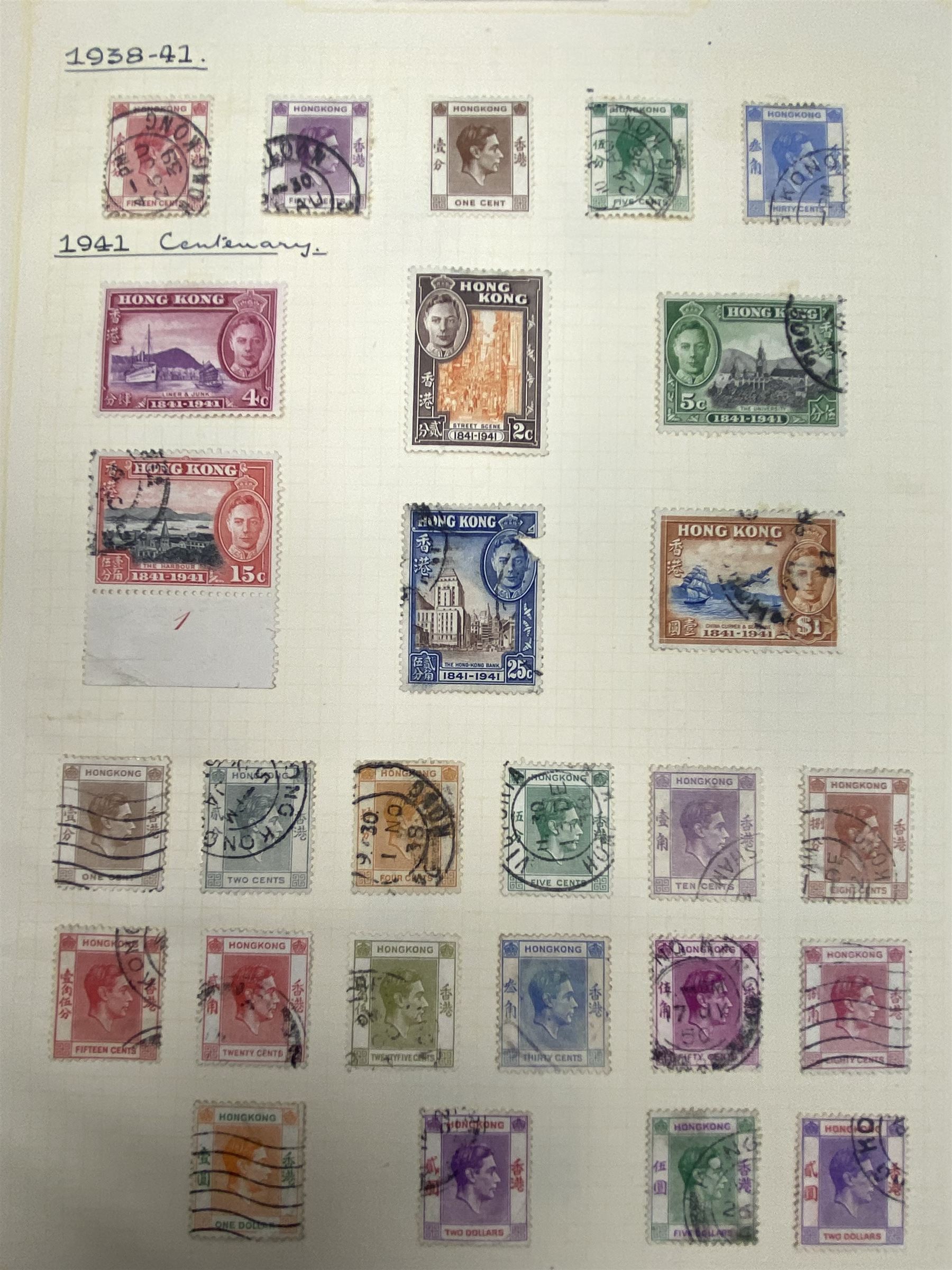 Hong Kong Queen Victoria and later stamps, including 1874-1902 postal fiscal stamps, various King Edward VII issues including one dollars, China overprints etc, housed on pages