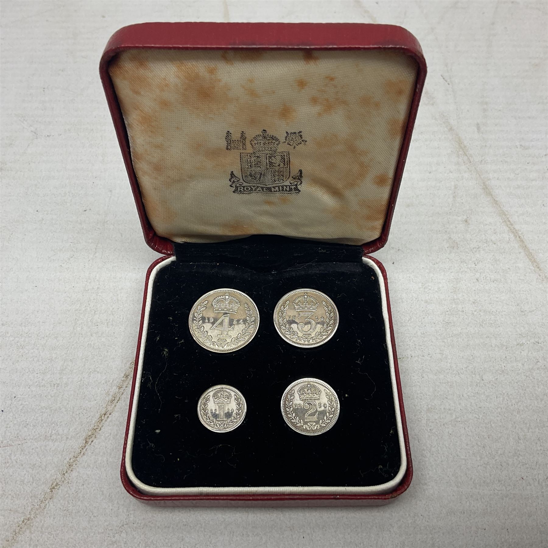 Queen Elizabeth II 1954 maundy coin set, cased