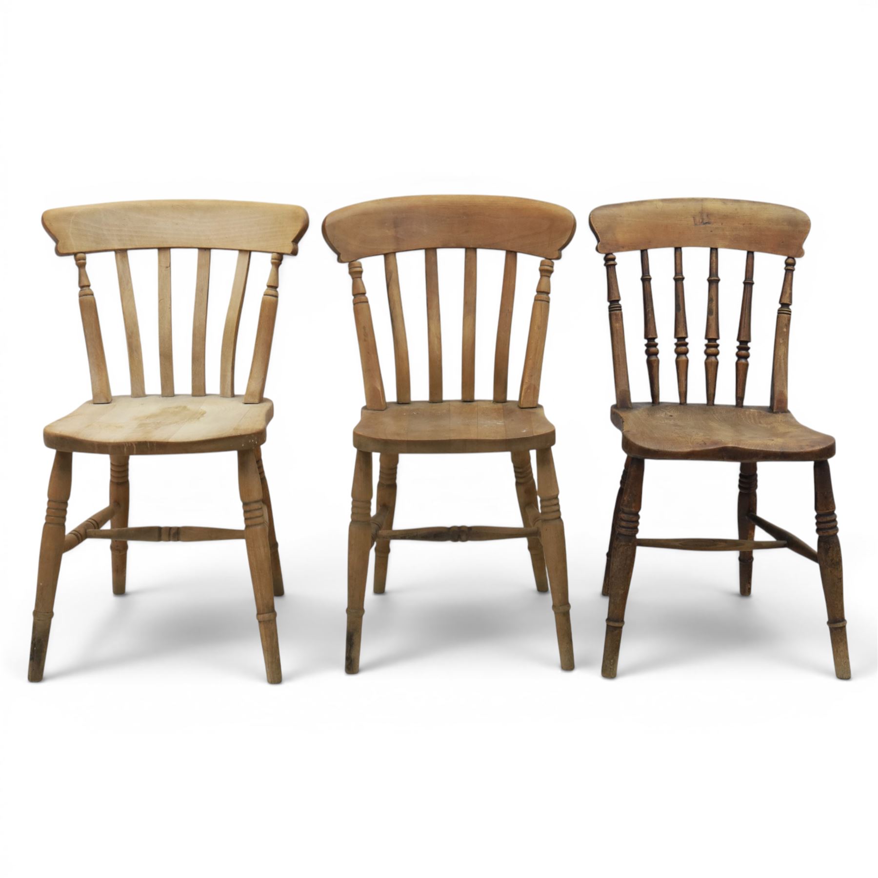 Six 19th century and later elm and beech farmhouse chairs