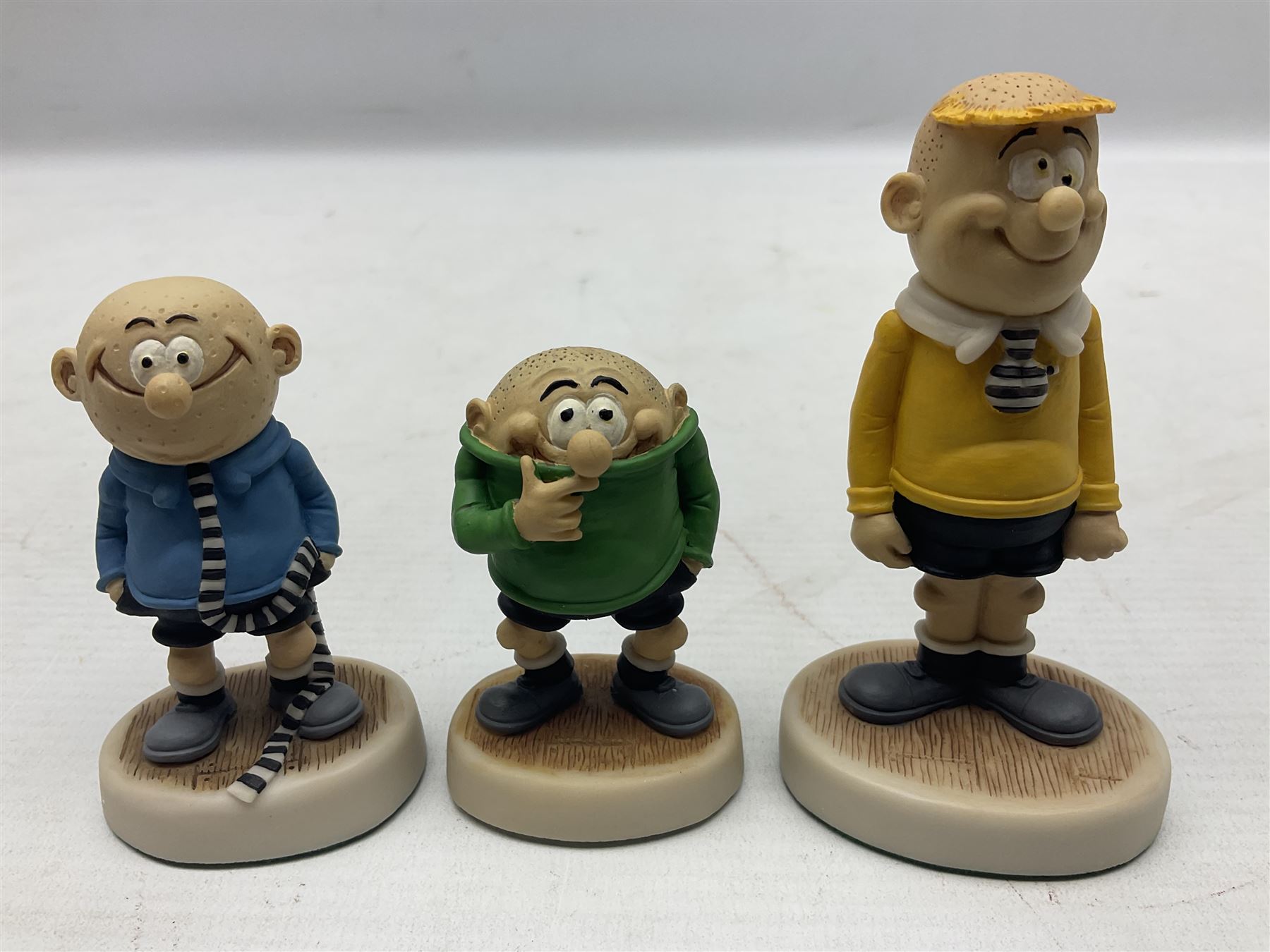 Fourteen Robert Harrop figures from the Beano Dandy collection, comprising Minnie the Minx BD04, Danny BD10, Biffo the Bear BD19, Spotty BD16, Smiffy BD09, Oops! BDS01, Little Plum BD27, Wilfrid BD15, Danny BD10, Winston BD17, 'Erbert BD14, Gnasher BD02, Beryl the Peril BD05 and Desperate Dan BD03, all with boxes