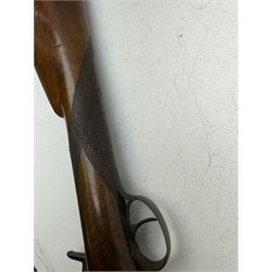 19th century Jones single barrel percussion fire shotgun, muzzle loader, walnut stock with chequered grip and engraved steel fitting marked Jones, the 68cm (27