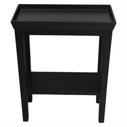 Oka - Gustavian sofa side table, rectangular form with dished top, on square tapering supp...