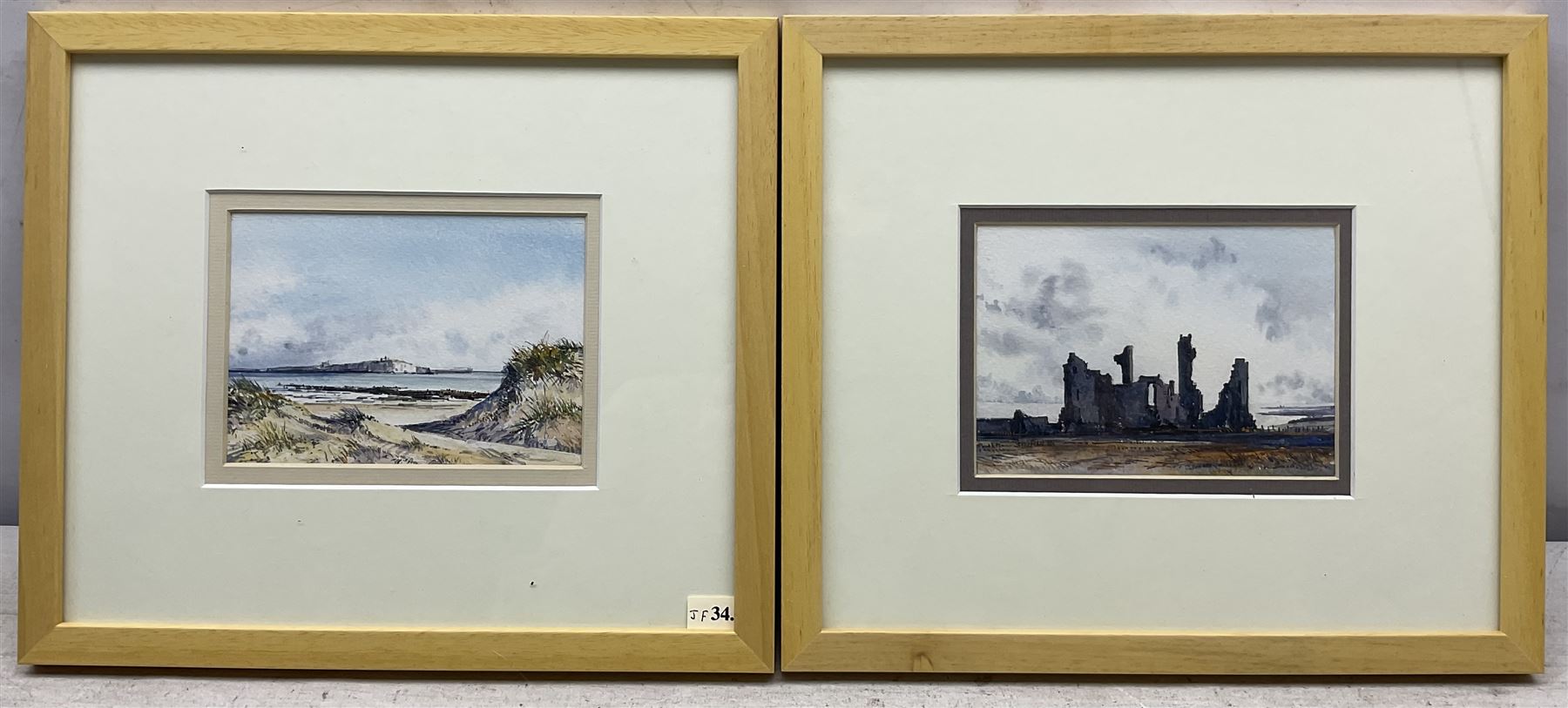 John Freeman (British 1942-): 'Dunstanburgh Castle' 'Farm Islands' 'Runswick' and 'Beck Above Railway - Goathland', set of four watercolours signed and dated '79 through '86, titles verso 9cm x 13cm (4)