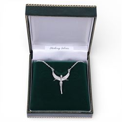 Silver guardian angel pendant necklace, boxed