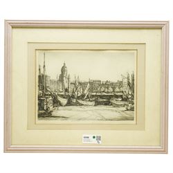 Henry Rushbury (British 1889-1968): 'Paris' and 'Low Tide - La Rochelle', two etchings signed in pencil max 25cm x 34cm (2)