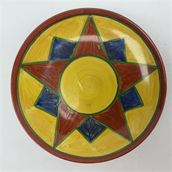 Newport Pottery, comport in Original Bizarre pattern, with printed and signed mark beneath, H10cm 