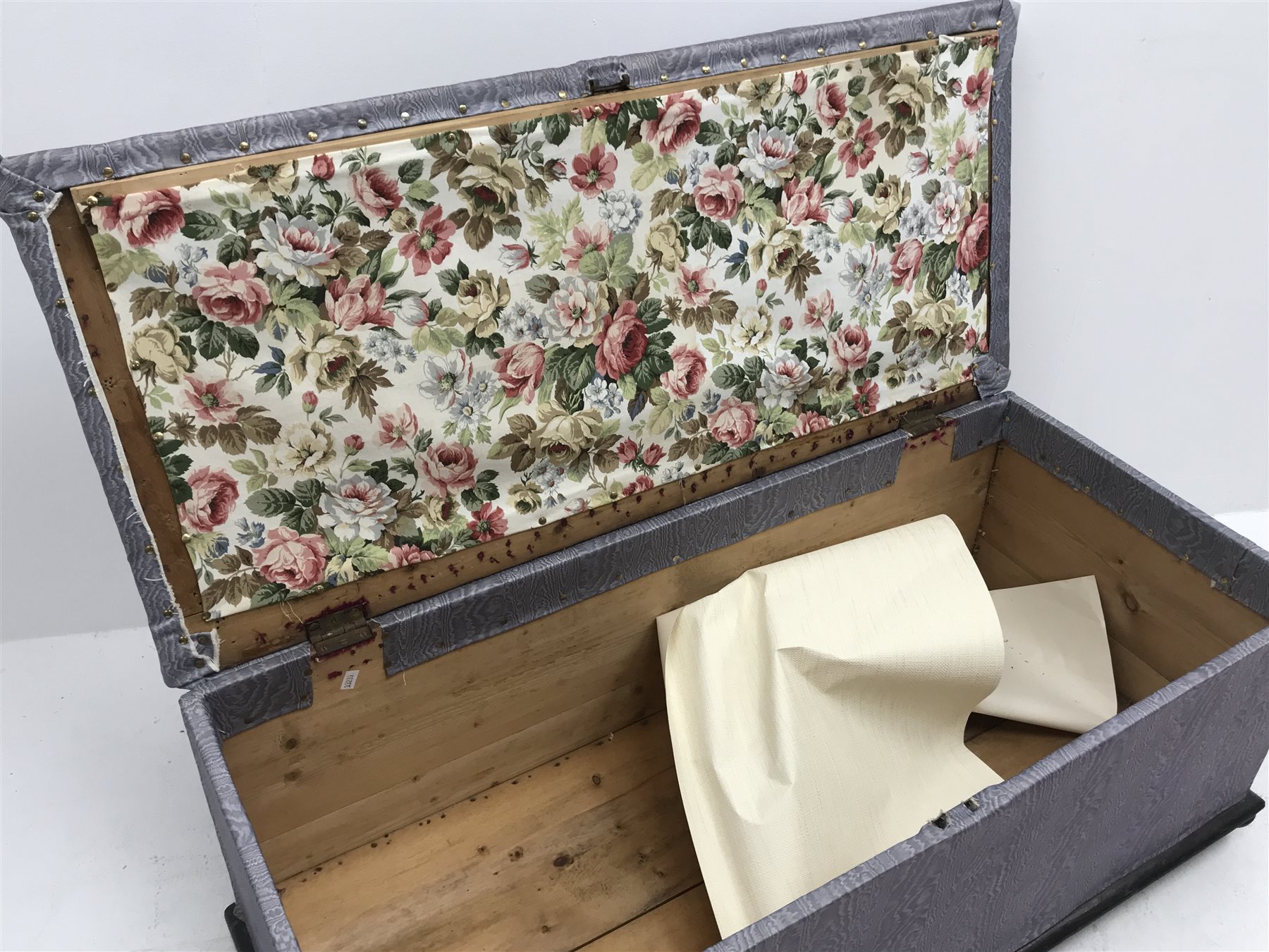 *Victorian upholstered ottoman blanket box, single hinged lid, W127cm, H51cm, D58cm