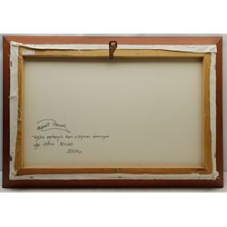 Robert Nowak (Polish Contemporary): Horse-drawn Chariot in Snow, oil on canvas signed and dated 2004, titled in Polish verso 58cm x 90cm