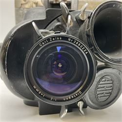 Arriflex 16SB camera body, serial no. 1784, with ' Carl Zeiss Distagon 1:2 f=8mm' lens, serial number 3860224, 'Carl Zeiss Jean Tessar 2/16' lens, serial no 3624355, camera pistol grip and other accessories, in fitted hard case