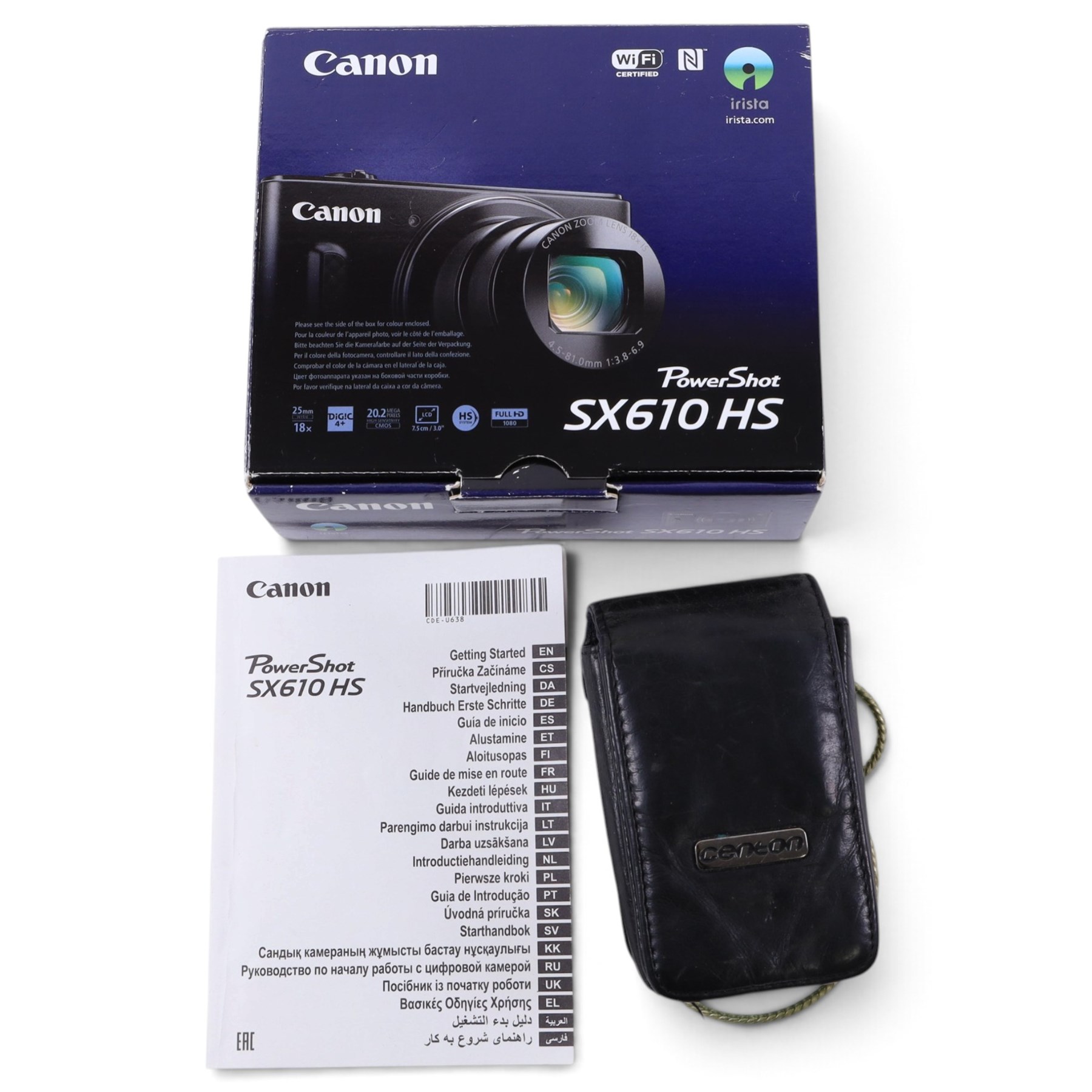 Canon Power Shot SX610 HS compact digital camera, with Canon zoom lens 18xIS 4.5-81.0mm 1:3.8-6.9, serial no. 023050006665, with box, charger and instructions
