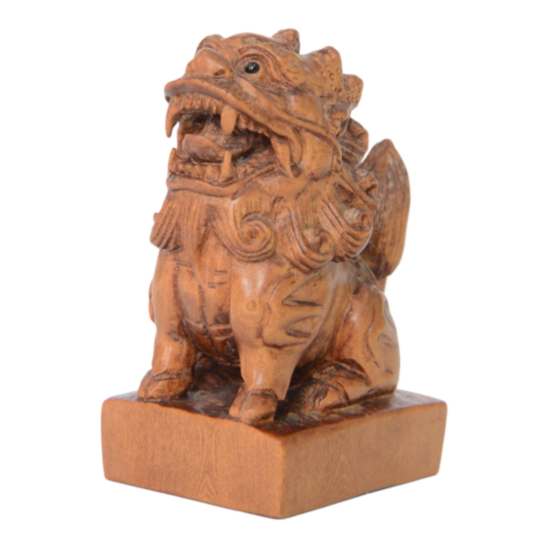  Two wooden netsuke, in the forms of a foo dog and a chicken, both signed to the base, H6cm