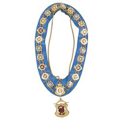 Masonic jewels, including six silver examples, hallmarked, with gavel, RAOB cuffs, apron and chain of office, in leather case with gilt initials