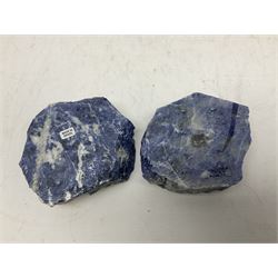 Pair of polished sodalite tealight holders, H4cm, D10cm