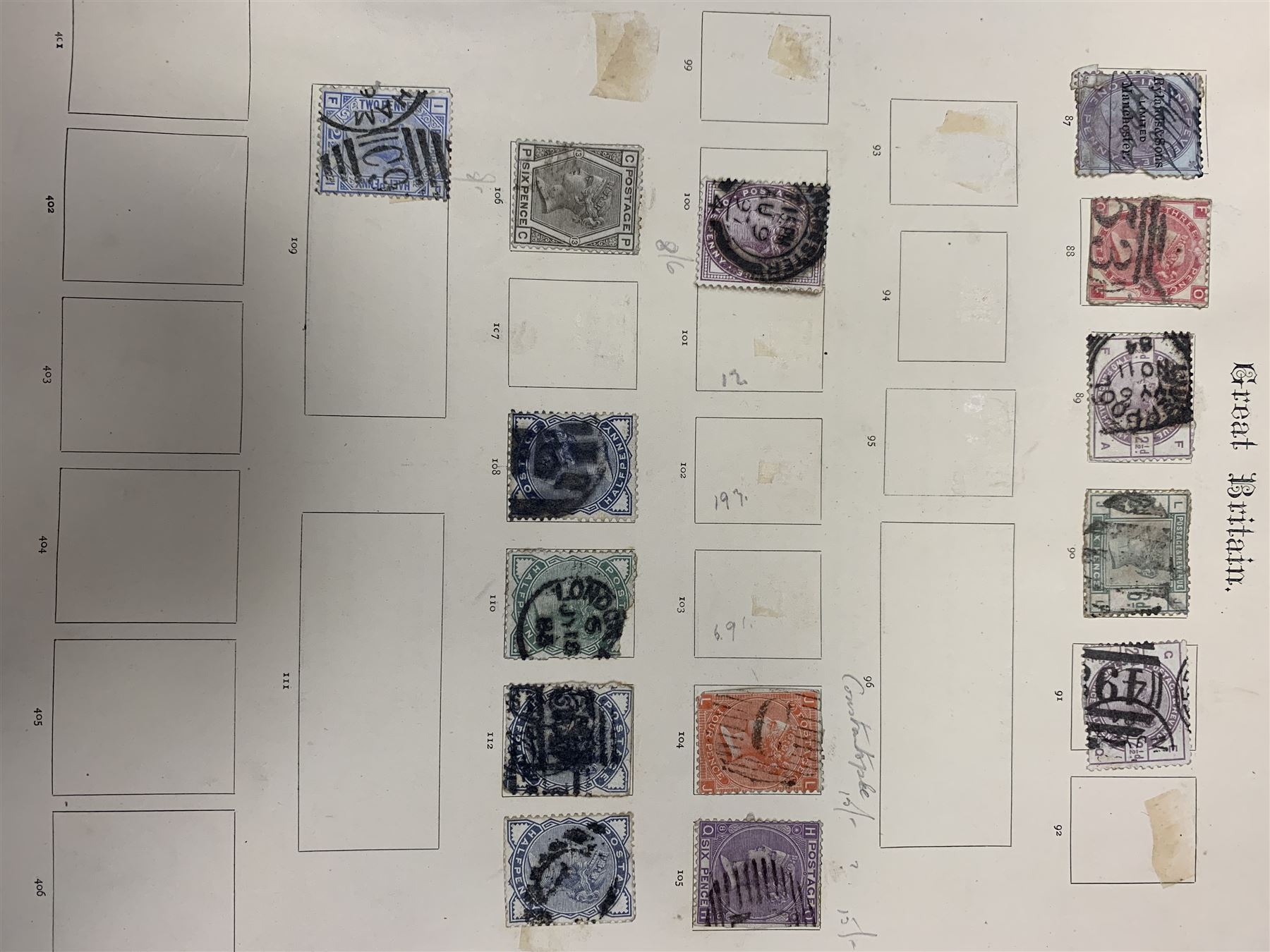 Great British and World stamps including two Queen Victoria penny black stamps, both with black MX cancels, King George V seahorse stamp,  World stamps including Austria, Belgium, Cyprus, Finland, France, Gibraltar, Italy, Hong Kong etc, in two albums and loose and a small number of mixed coins