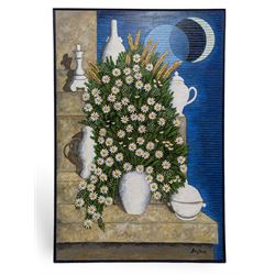 Gilbert Baglione (French 20th Century): 'Composition en Blanc', oil on canvas signed, titled and dated 2007 verso 146cm x 97cm