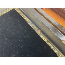 Victorian mahogany writing slope, the brass bound hinged cover opening to reveal tooled leather and gilt interior with two glass inkwells, together with a similar parquetry inlaid writing slope, with central mother of pearl inlay enrgraved 'Sarah', tallest H17cm 