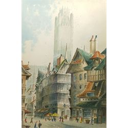 Continental School (20th century): Townscape with Cathedral, watercolour unsigned 76cm x 51cm