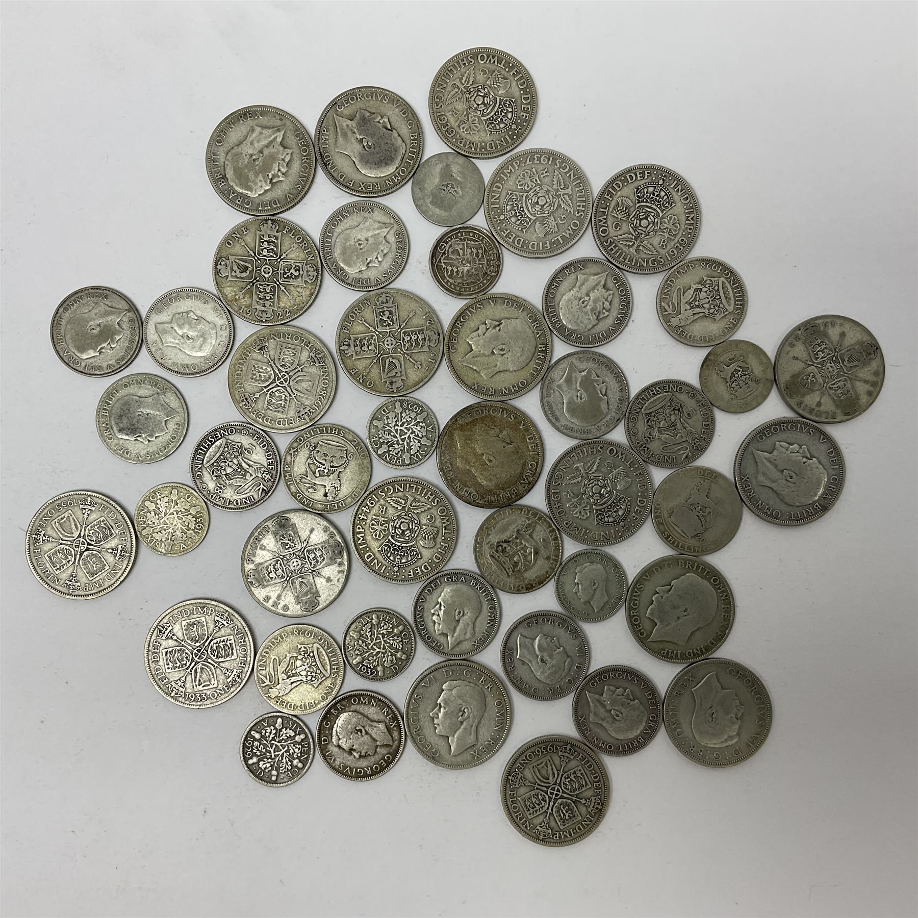 William IIII 1836 fourpence coin, Queen Victoria 1890 double florin, King Edward VII 1904 sixpence, approximately 370 grams of Great British pre 1947 silver coins including King George V 1935 crown and two Queen Elizabeth II Australia 1966 silver fifty cent coins 