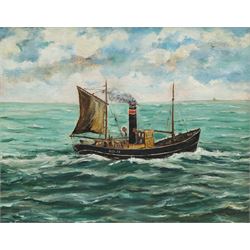M Corrie (British 20th century): Steam Ship's Portrait, oil on board signed, together with two further 20th century marine oils, max 50cm x 75cm (3)