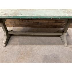 Early 20th century painted wood and enamel Military folding campaign table