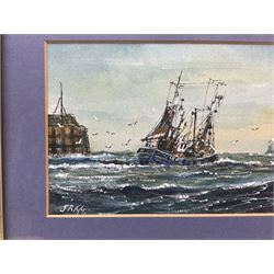 Jack Rigg (British 1927-2023): Scarborough Fishing Vessel Leaving the Harbour, watercolour signed 11cm x 17cm