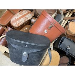 Large quantity of binocular cases  to include examples by Swift, leather examples etc in four boxes