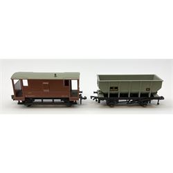 Hornby Dublo - 4644 21-Ton Hopper Wagon; 4310 Goods Brake Van M.R. (SD6); 4677 Tank Wagon 'Mobil' (D1); and 4657 'United Dairies' Milk Tank Wagon; all boxed (4)