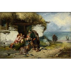 James John Hill (British 1811-1882): The Fisherman's Family, oil on canvas signed 30cm x 45cm
Provenance: with Omell Galleries, bury Street, St. James's, London, label verso