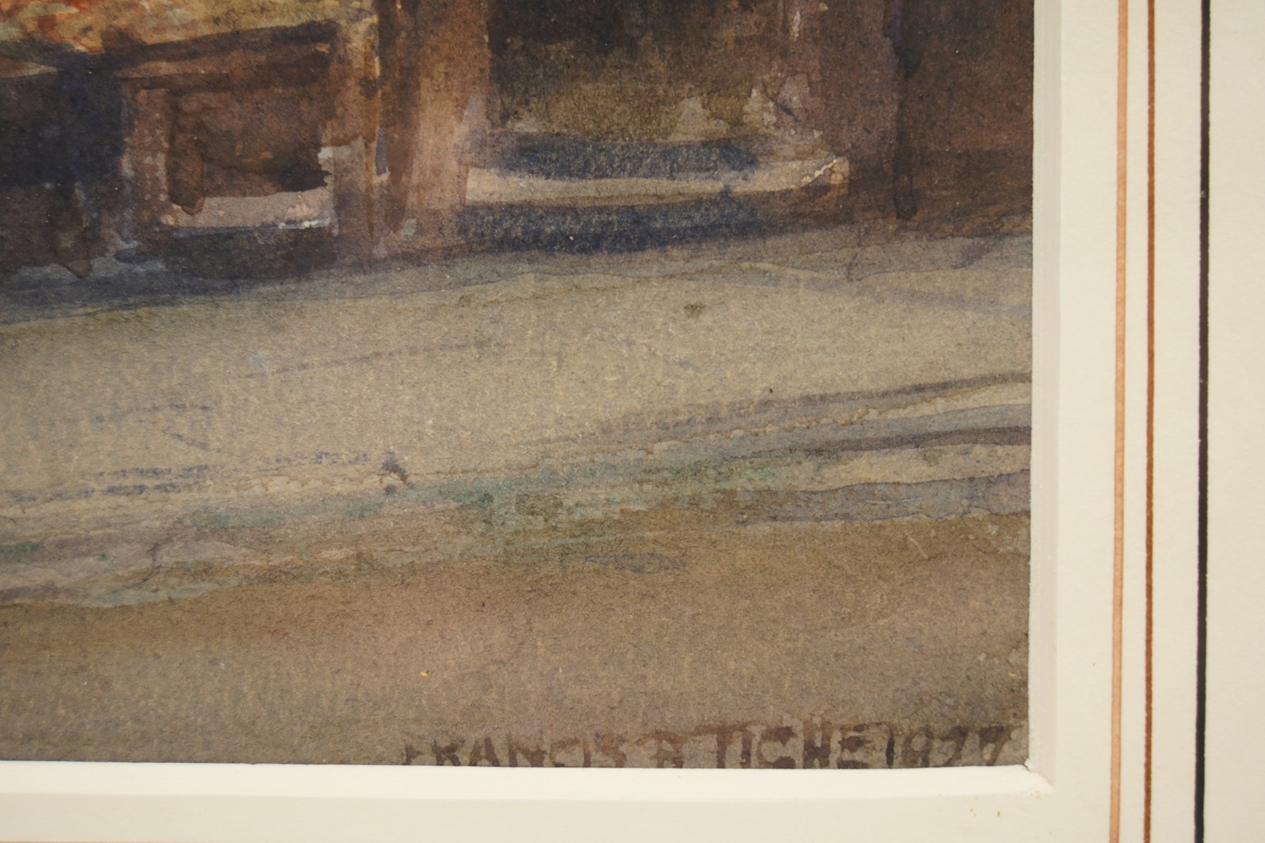 Francis Browne Tighe (British c.1865-1936): 'Old Millgate' and 'Old Shambles - Manchester', pair of watercolours signed titled and dated 1927, in matching frames 34cm x 24cm (2)