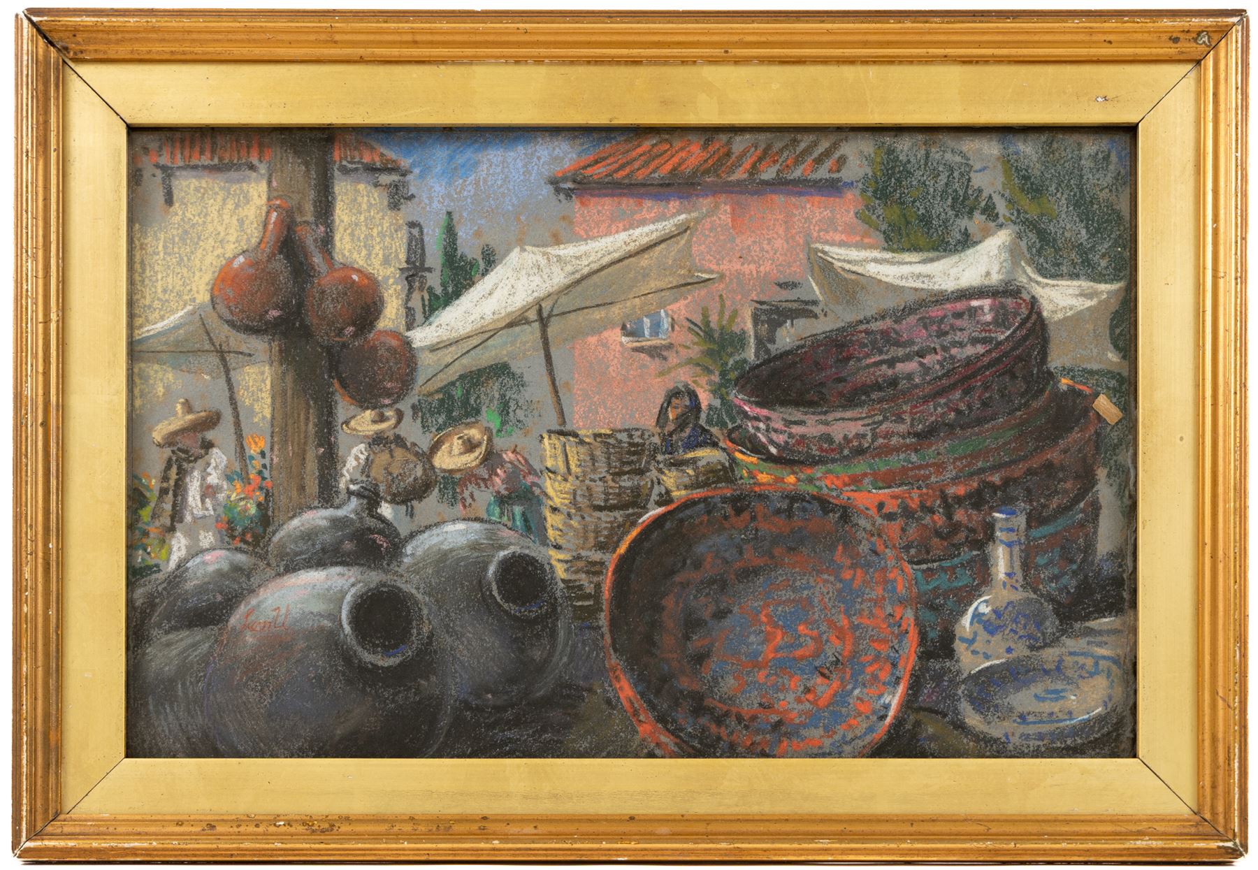 Captain George Claude Leon Underwood (British 1890-1975): Still Life of a Market Stall in Mexico, pastel signed 22cm x 35cm