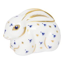 Three Royal Crown Derby rabbit paperweights, largest H7cm