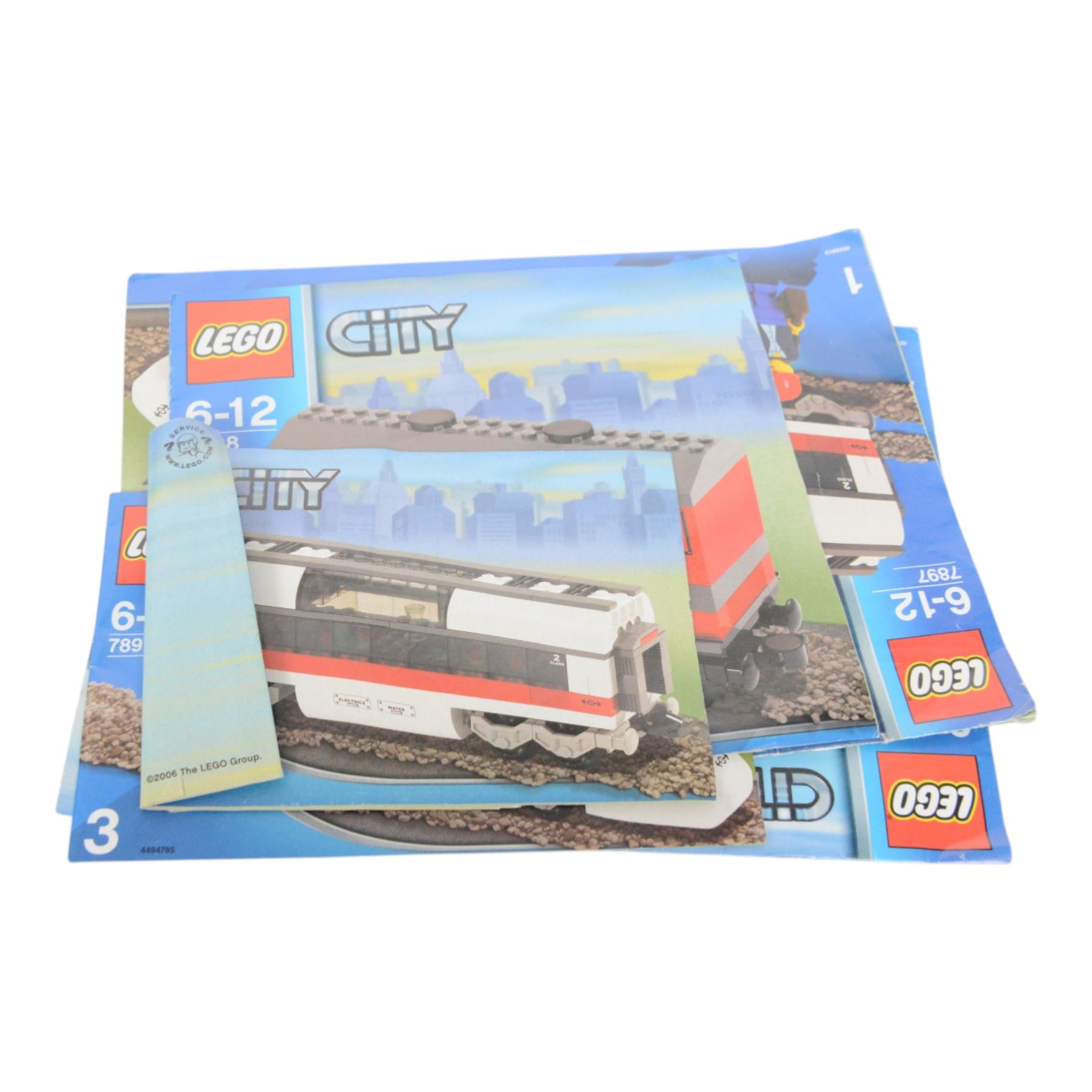 Lego City trains, including 7897 and 7898, controller and track, trains built, includes instructions