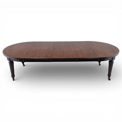 Spillman & Co. London - large Victorian mahogany extending dining table with three additio...