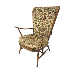 Ercol - mid-20th century 'Tall Back Easy Chair', with upholstered seat and back cushion