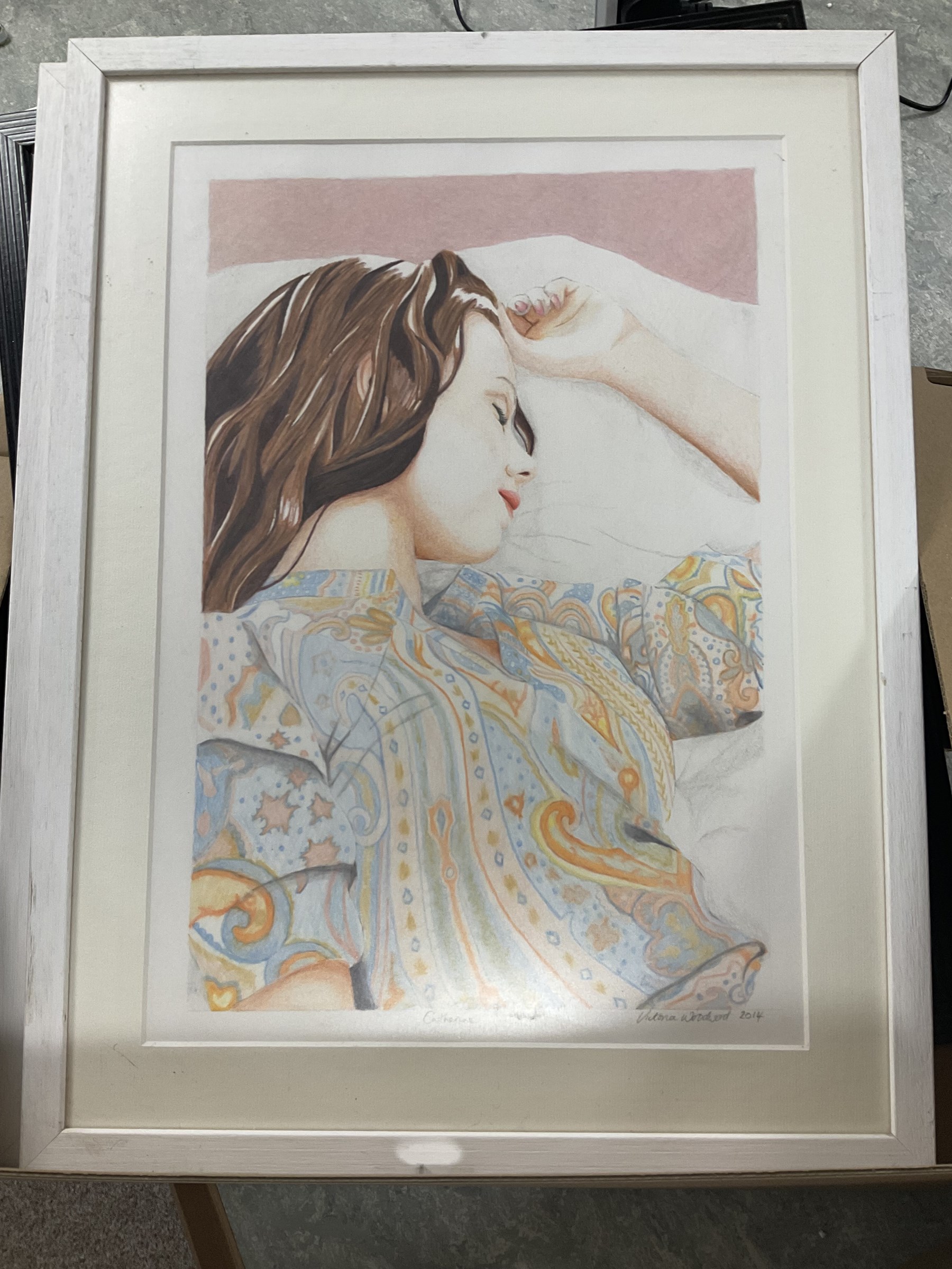 Collection of pictures, to include Victoria Woodward (British Contemporary): Female Portraits, three coloured pencil and watercolour respectively signed; English School (21st Century): Whimsical Animals, four acrylic on canvas board signed, and photographic print of an Eagle, max 50cm x 40cm (8)