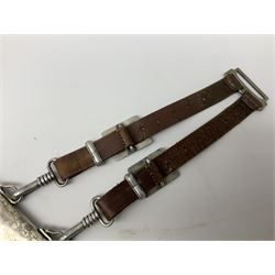 German Reichsarbeitdienst RAD Leader's Hewer dagger, the 26cm single edged scimitar shaped blade with narrow fuller, etched Arbeit adelt; by E.D. Wusthof, Solingen; the aluminium hilt with spade and wheat ear langet; two piece white plastic grip and eagle head pommel; pebbled steel scabbard engraved with ears of wheat and strapwork with double leather hangers L40cm overall