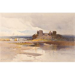 Arthur Tucker (British 1864-1929): 'Ben Nevis from Corpach' and 'Laugharne Castle - Carmarthenshire', two watercolours signed, one titled on the mount, the other titled verso, max 30.5cm x 46cm (2) (unframed)