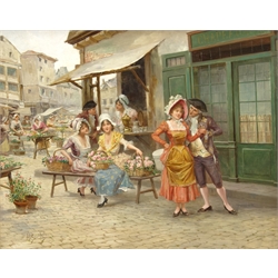  Mariano Alonso Perez Y Villagrossa (Spanish 1857-1930): 'At the Market', oil on mahogany panel signed 44cm x 54cm Provenance: Christies South Kensington 10th December 2010, Lot 3126  